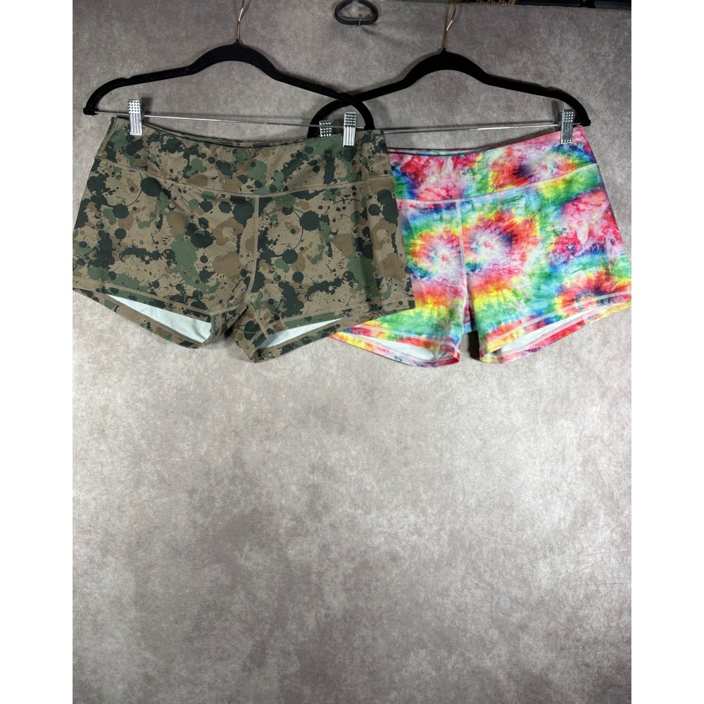 Born Primitive Athletic Lot of 2 Shorts Women XL Multicolor Tie Dye Camo Booty